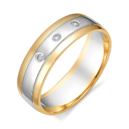 Кольцо обручальное, золото, бриллиант, 12389-100